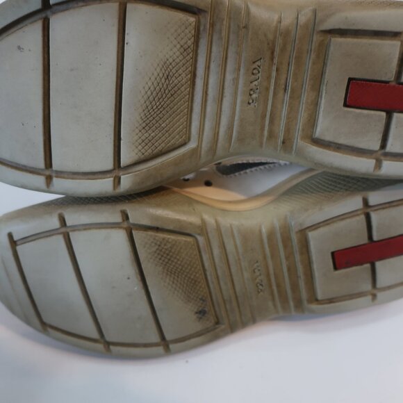 Prada 3163 Americas Cup Mixed Media Leather Low Top Lace-Up Sneaker 37.5 US/7.5 - Picture 12 of 16